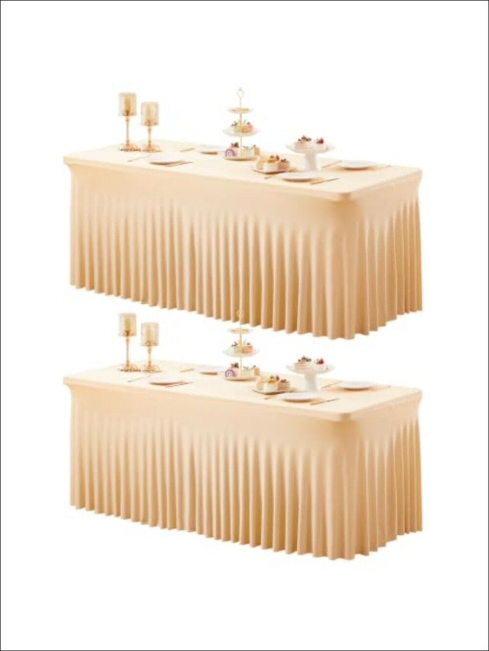 2 Pack Spandex Fitted Tablecloth for 6ft Rectangle Tables Wrinkle Free